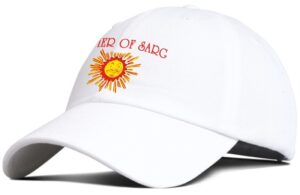 White baseball cap with "Summer of Sarg"